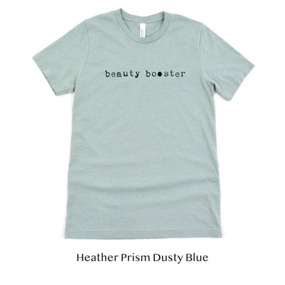 Beauty Booster - Hair and Makeup Artist shirt - HMUA Short-sleeve Tee by Oaklynn Lane - dusty blue shirt