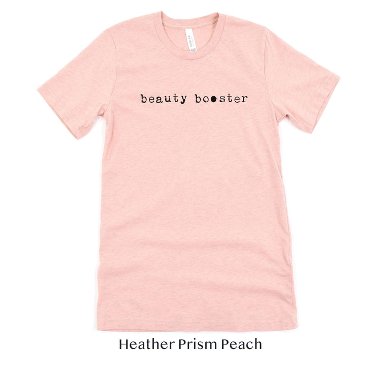 Beauty Booster - Hair and Makeup Artist shirt - HMUA Short-sleeve Tee by Oaklynn Lane - peach shirt