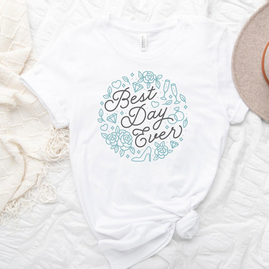 Best Day Ever Wedding Day Collage Short-Sleeve Tee - Plus Sizes Available! by Oaklynn Lane - White Shirt