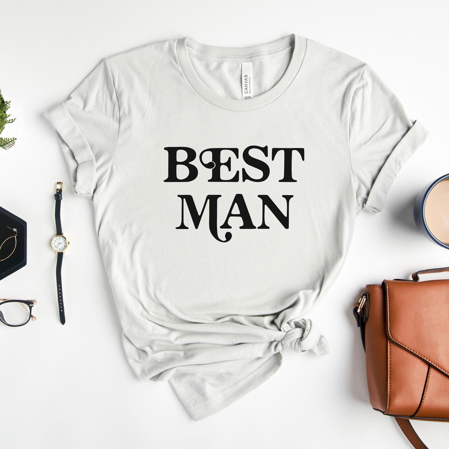 Best Man Retro Short-sleeve Tee by Oaklynn Lane - Silver Shirt