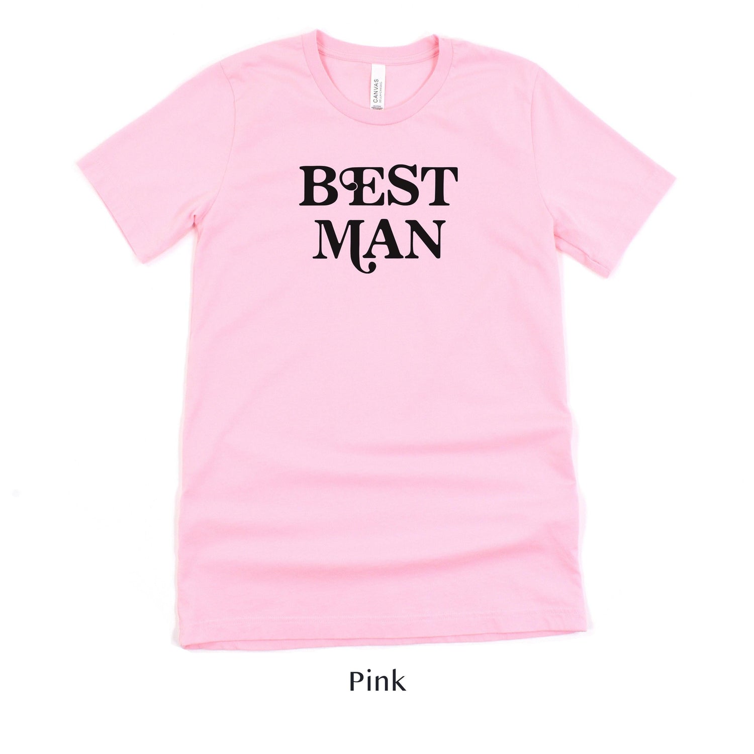 Best Man Retro Short-sleeve Tee by Oaklynn Lane - Pink Shirt