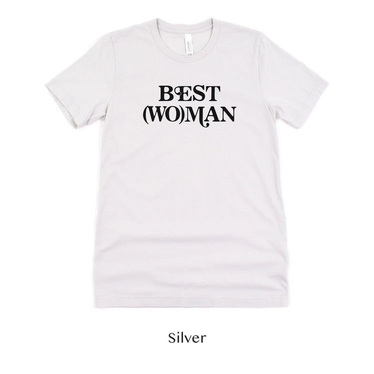 Best (Wo)man Retro Short-sleeve Tee for Best Woman by Oaklynn Lane - Silver Shirt