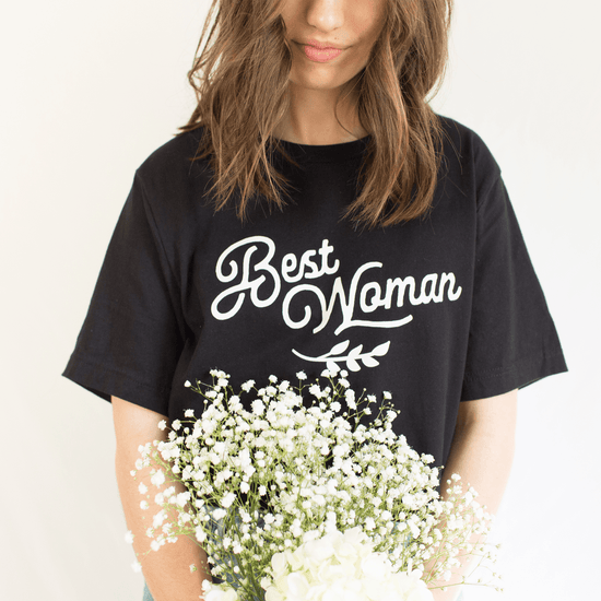 Best Woman Short-Sleeve Tee - Plus Sizes Available by Oaklynn Lane - Black bridesmaid shirt