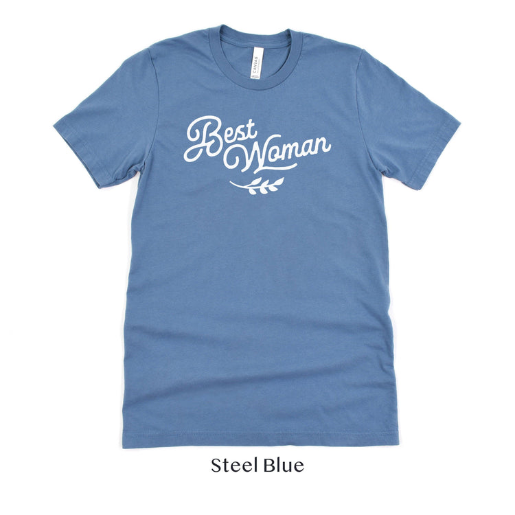 Best Woman Short-Sleeve Tee - Plus Sizes Available by Oaklynn Lane - steel blue shirt