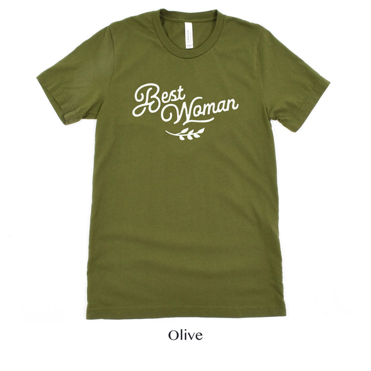 Best Woman Short-Sleeve Tee - Plus Sizes Available by Oaklynn Lane - olive green bridesmaid shirt