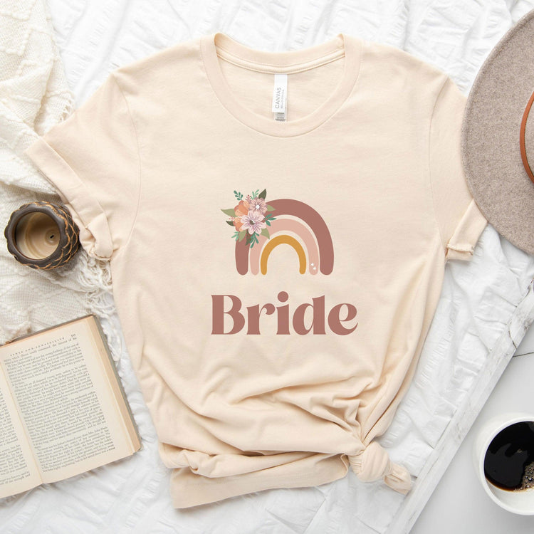 Boho Bride Rainbow Short-sleeve Tshirt by Oaklynn Lane - Cute Engagement Gift