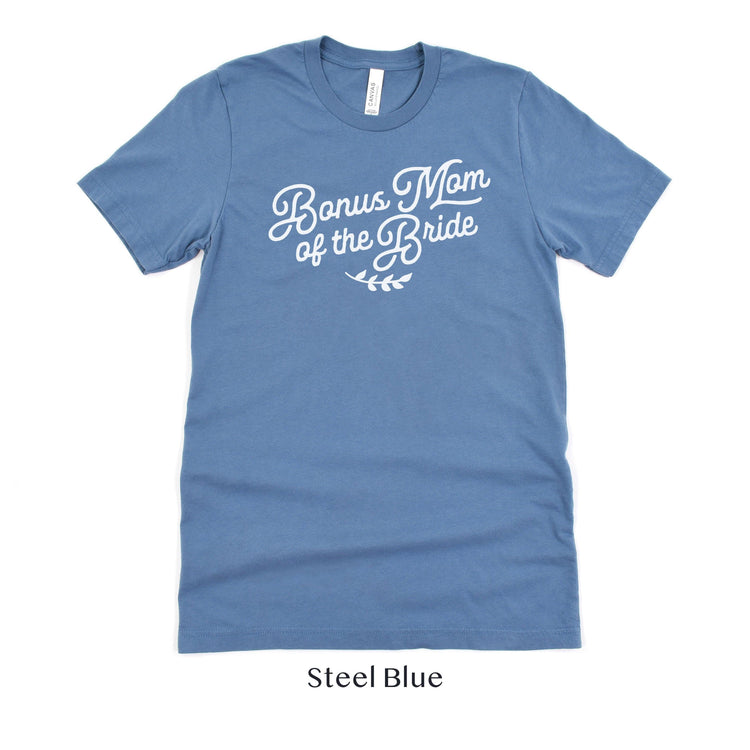 Bonus Mom of the Bride Short-sleeve Tee by Oaklynn Lane - Steel Blue Tshirt