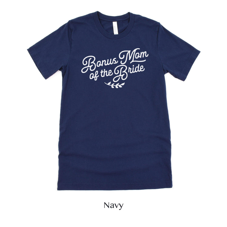 Bonus Mom of the Bride Short-sleeve Tee by Oaklynn Lane - Navy Blue Tshirt