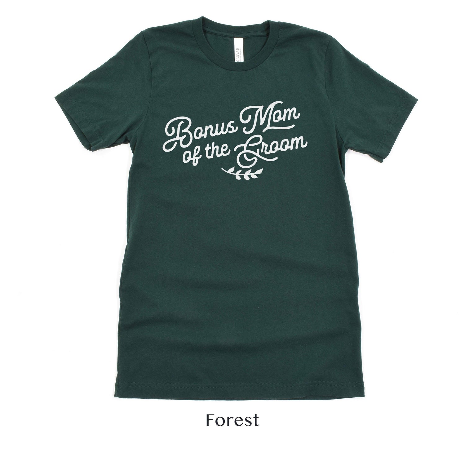 Bonus Mom of the Groom Short-sleeve Tee by Oaklynn Lane - Forest Green Shirt