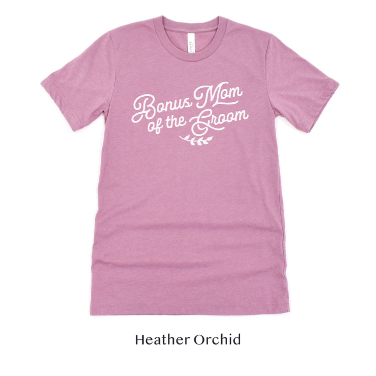 Bonus Mom of the Groom Short-sleeve Tee by Oaklynn Lane - Orchid Rose Shirt
