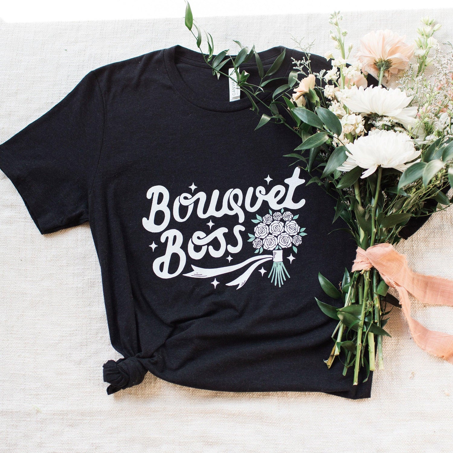 Bouquet Boss Floral Designer Short-sleeve Tshirt by Oaklynn Lane - Black Shirt