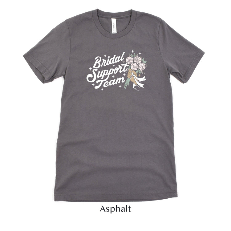 Bridal Support Team - Bride Squad Short-sleeve Tshirt by Oaklynn Lane - Asphalt Grey Shirt
