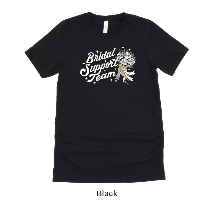 Bridal Support Team - Bride Squad Short-sleeve Tshirt by Oaklynn Lane - Black Shirt for Bridesmaid