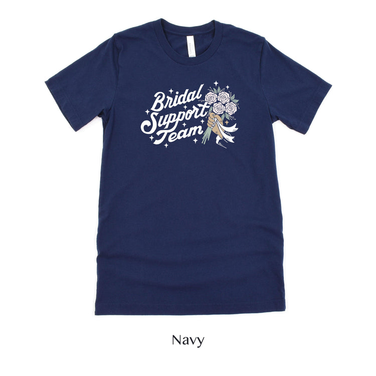 Bridal Support Team - Bride Squad Short-sleeve Tshirt by Oaklynn Lane - Navy Blue Shirt