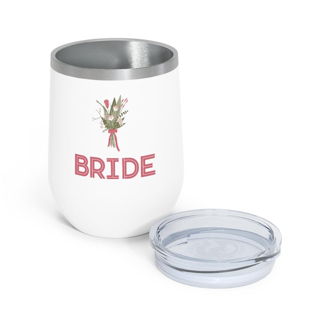 Bride Bachelorette Party 12oz Insulated Wine Tumbler by Oaklynn Lane - With Clear Lid