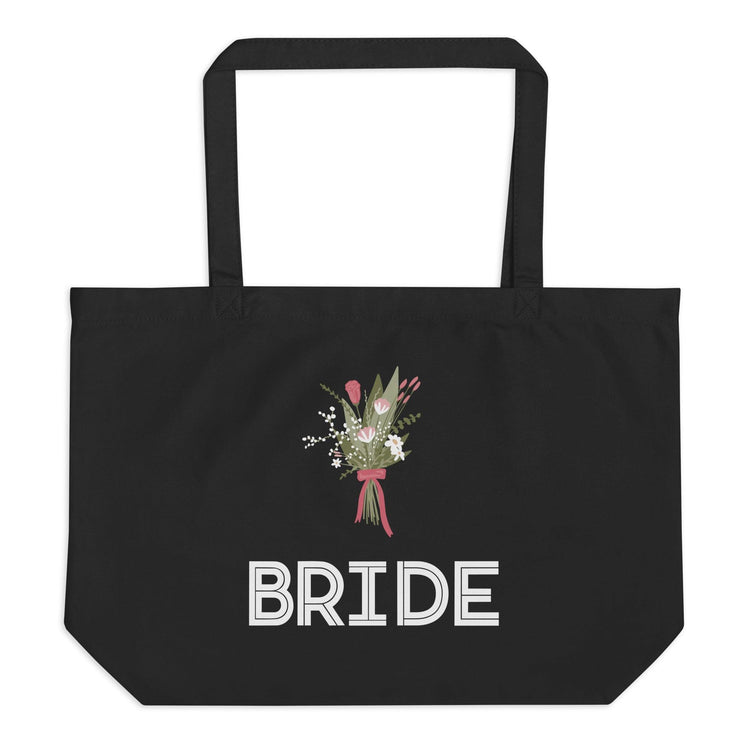Bride Bouquet Large organic tote bag - Wedding Planning Bachelorette Party by Oaklynn Lane - Black Tote