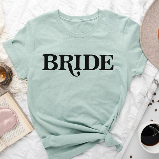 Bride Retro Short-sleeve Tee by Oaklynn Lane - Dusty Seafoam Blue