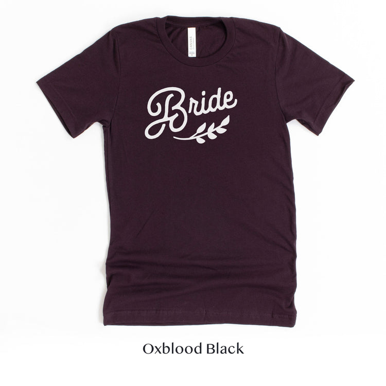 Bride - Wedding Party Short-Sleeve Tee - Plus Sizes Available by Oaklynn Lane - Oxblood Black Shirt
