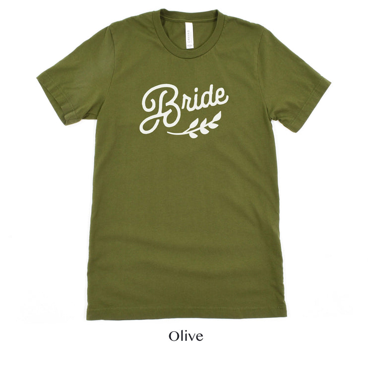 Bride - Wedding Party Short-Sleeve Tee - Plus Sizes Available by Oaklynn Lane - Olive Green Shirt