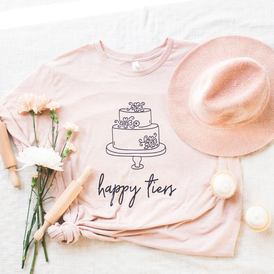 Happy Tiers Cake Baker Wedding Vendor Short-Sleeve Tee Gift - Plus Sizes Available by Oaklynn Lane