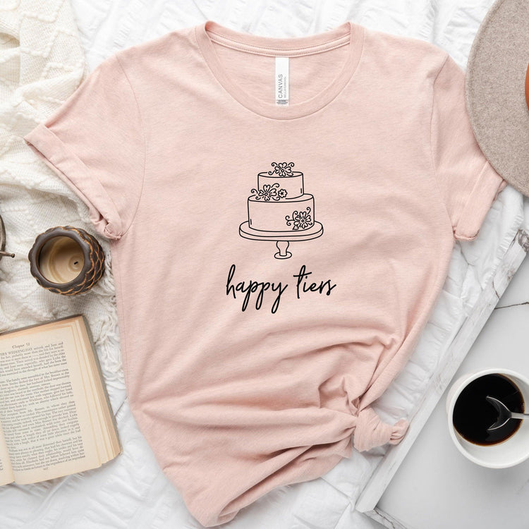 Happy Tiers Cake Baker Wedding Vendor Short-Sleeve Tee Gift - Plus Sizes Available by Oaklynn Lane