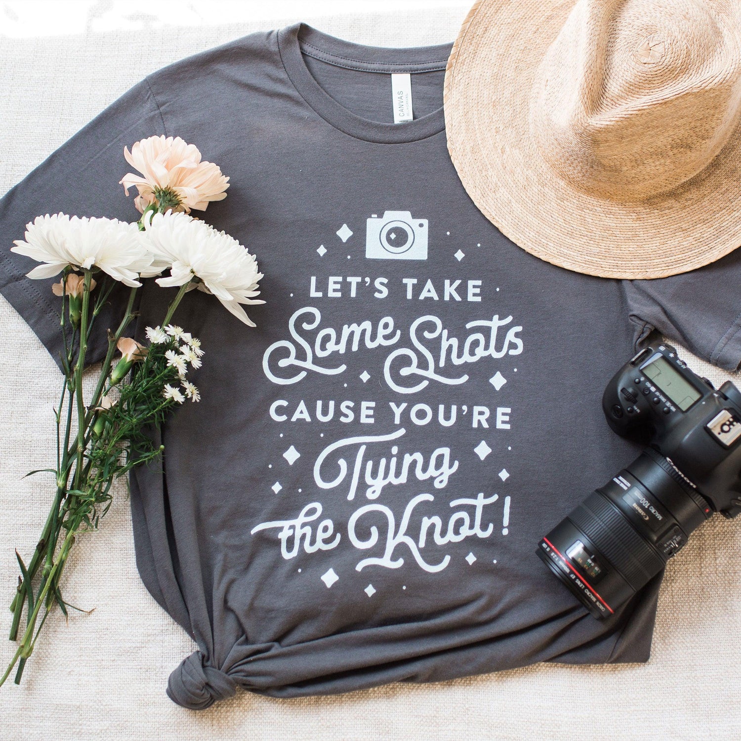 Let's Take Shots! Wedding Photographer Funny Short-Sleeve Tee by Oaklynn Lane