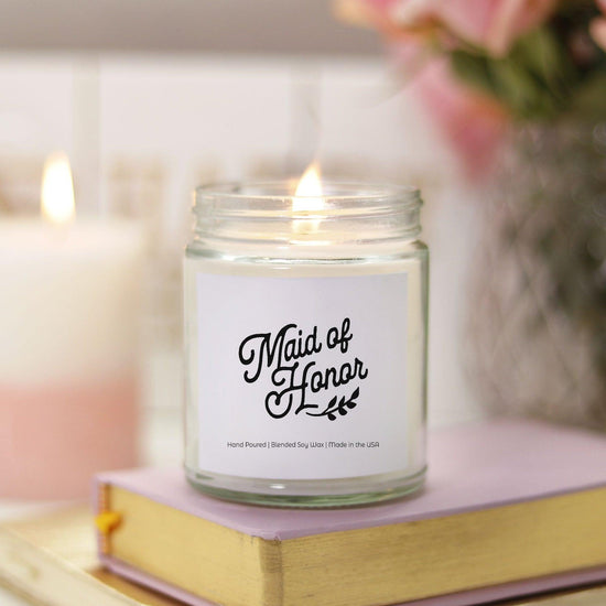 Maid of Honor Bridesmaid Proposal Box Gift Candle (Hand Poured 9 oz.) by Oaklynn Lane