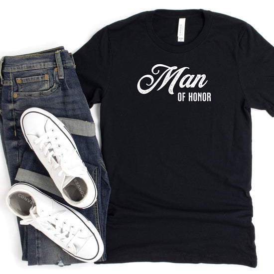Man of Honor - Vintage Romance Wedding Party Unisex t-shirt by Oaklynn Lane