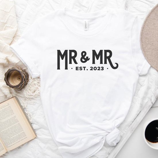 Mr and Mr Established 2023 Unisex t-shirt - Grooms - Engagement Gift for Couple - Anniversary by Oaklynn Lane