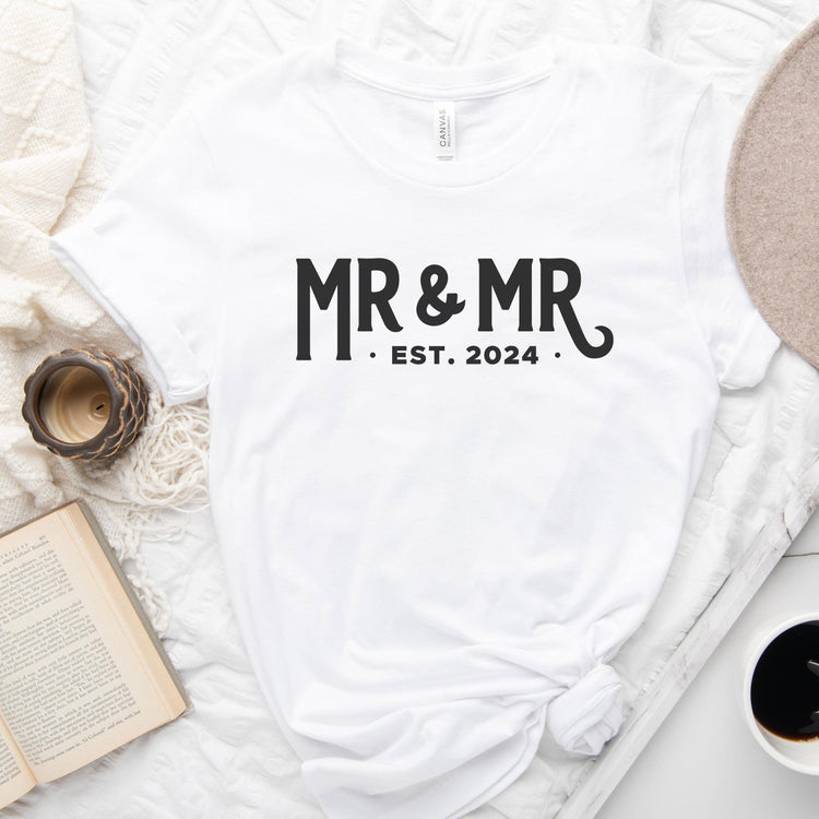 Mr and Mr Established 2024 Unisex t-shirt - Grooms - Engagement Gift for Couple - Anniversary by Oaklynn Lane