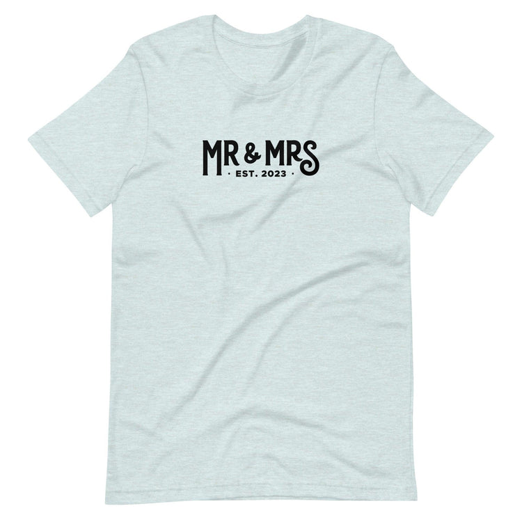 Mr and Mrs Established 2023 Unisex t-shirt - Engagement Gift for Couple by Oaklynn Lane
