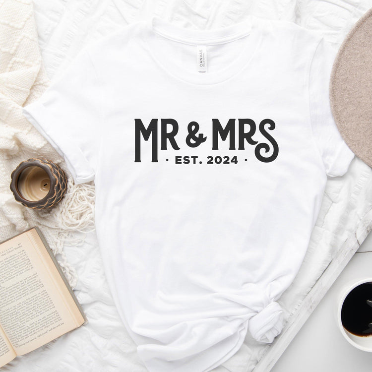 Mr and Mrs Established 2024 Unisex t-shirt - Engagement Gift for Couple - Anniversary by Oaklynn Lane