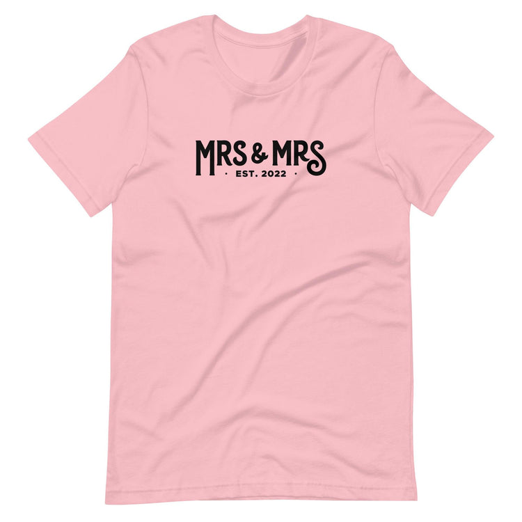 Mrs and Mrs Established 2022 Unisex t-shirt - Engagement Gift for Couple - Anniversary by Oaklynn Lane