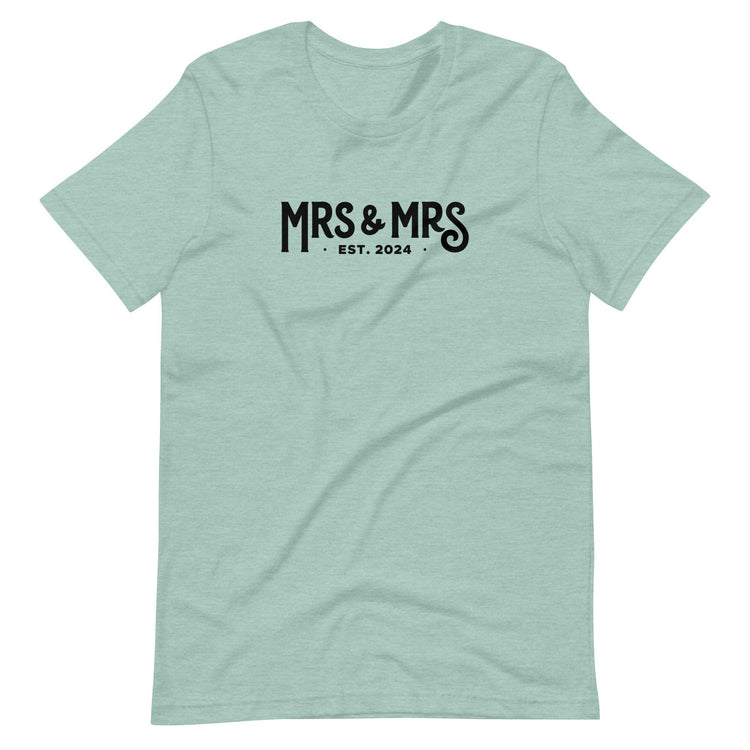 Mrs and Mrs Established 2024 Unisex t-shirt - Engagement Gift for Couple - Anniversary by Oaklynn Lane