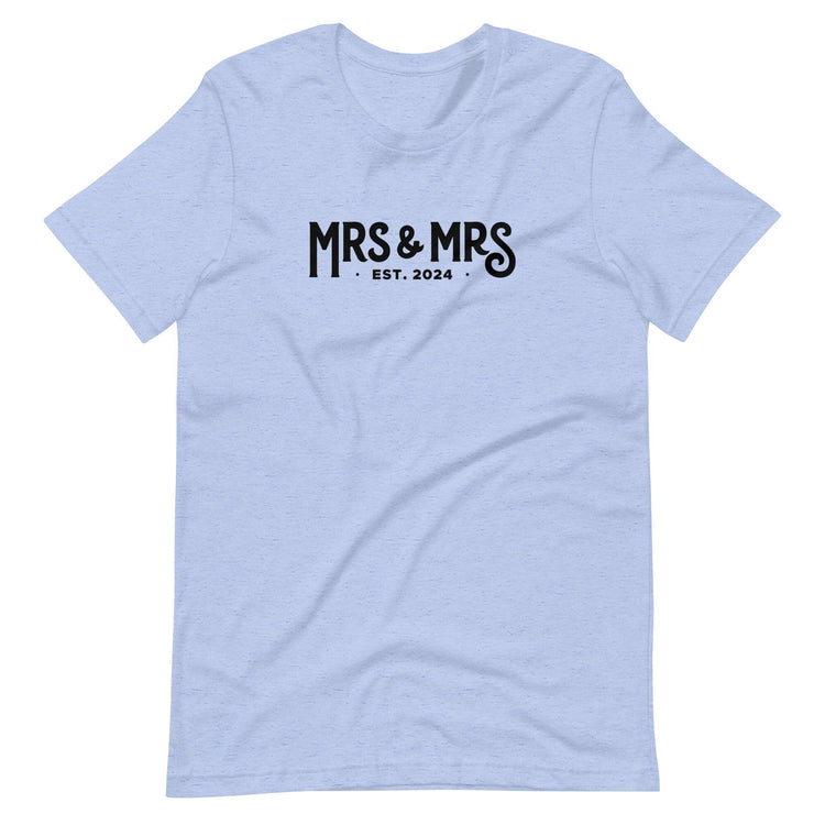 Mrs and Mrs Established 2024 Unisex t-shirt - Engagement Gift for Couple - Anniversary by Oaklynn Lane