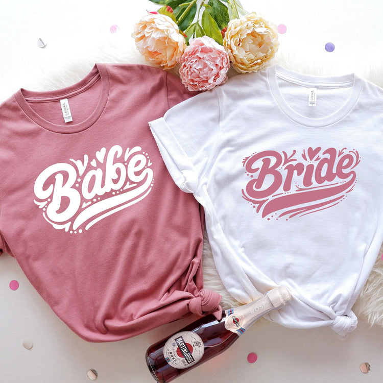 Pink Mauve BABE Bridesmaid Bachelorette Party Short-sleeve Tee by Oaklynn Lane