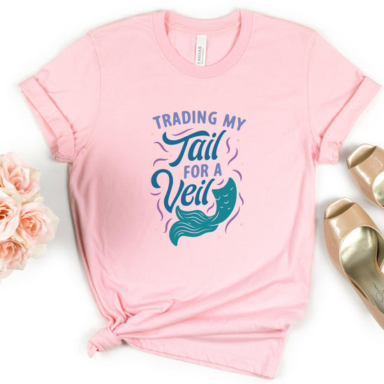 Tail for Veil Bride Mermaid Shirt - Under the Sea Bachelorette Party Unisex t-shirt by Oaklynn Lane
