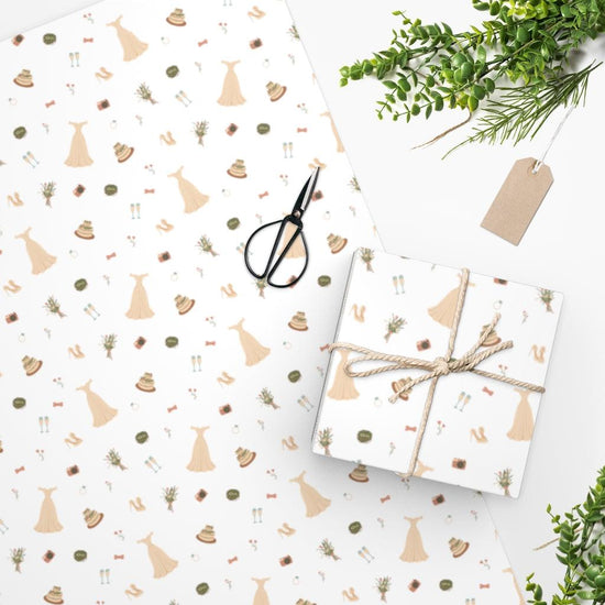Wedding Icons - Cute Wedding Wrapping Paper by Oaklynn Lane