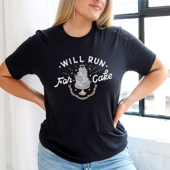Will Run For Cake - Bride and Groom Workout Shirts - Short-sleeve tshirt by Oaklynn Lane