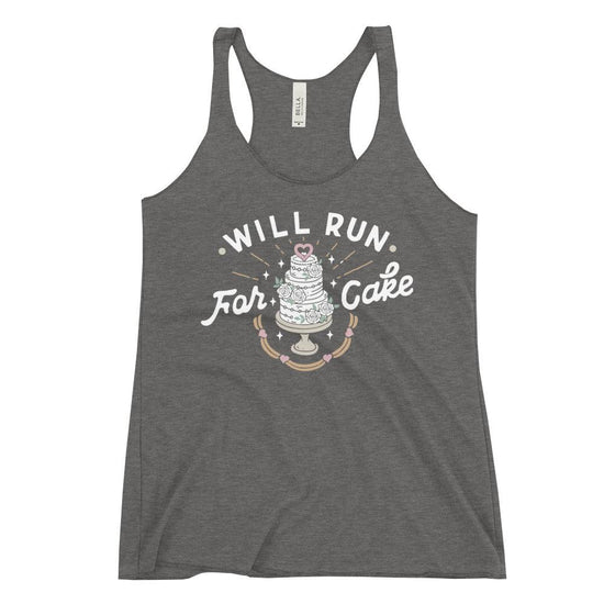 Will Run for Cake - Women's Racerback Tank - Bride Workout Tanktop - THIN LAYER TANK by Oaklynn Lane