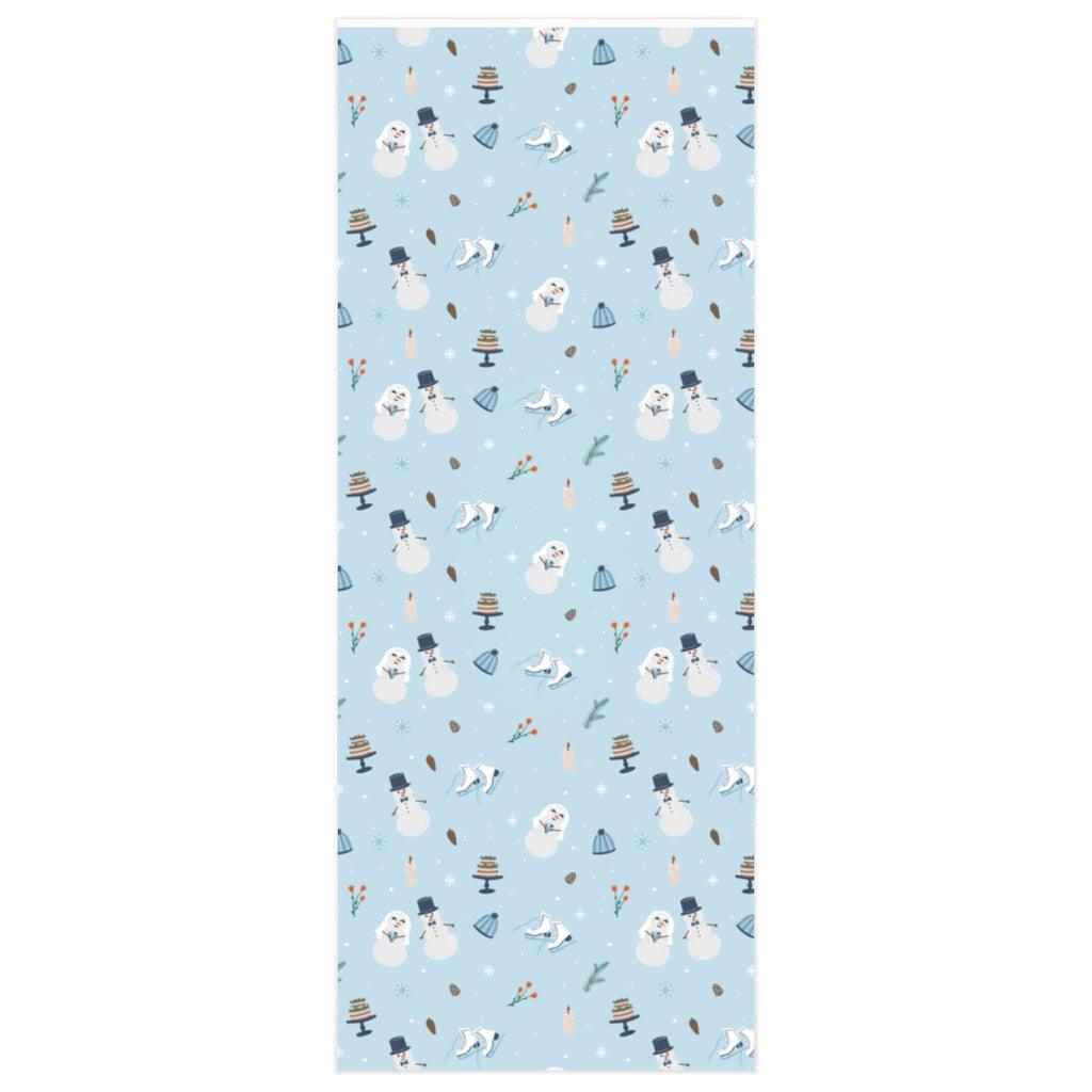 Winter Wedding - Snowman Bride and Groom Gift Wrapping Paper by Oaklynn Lane